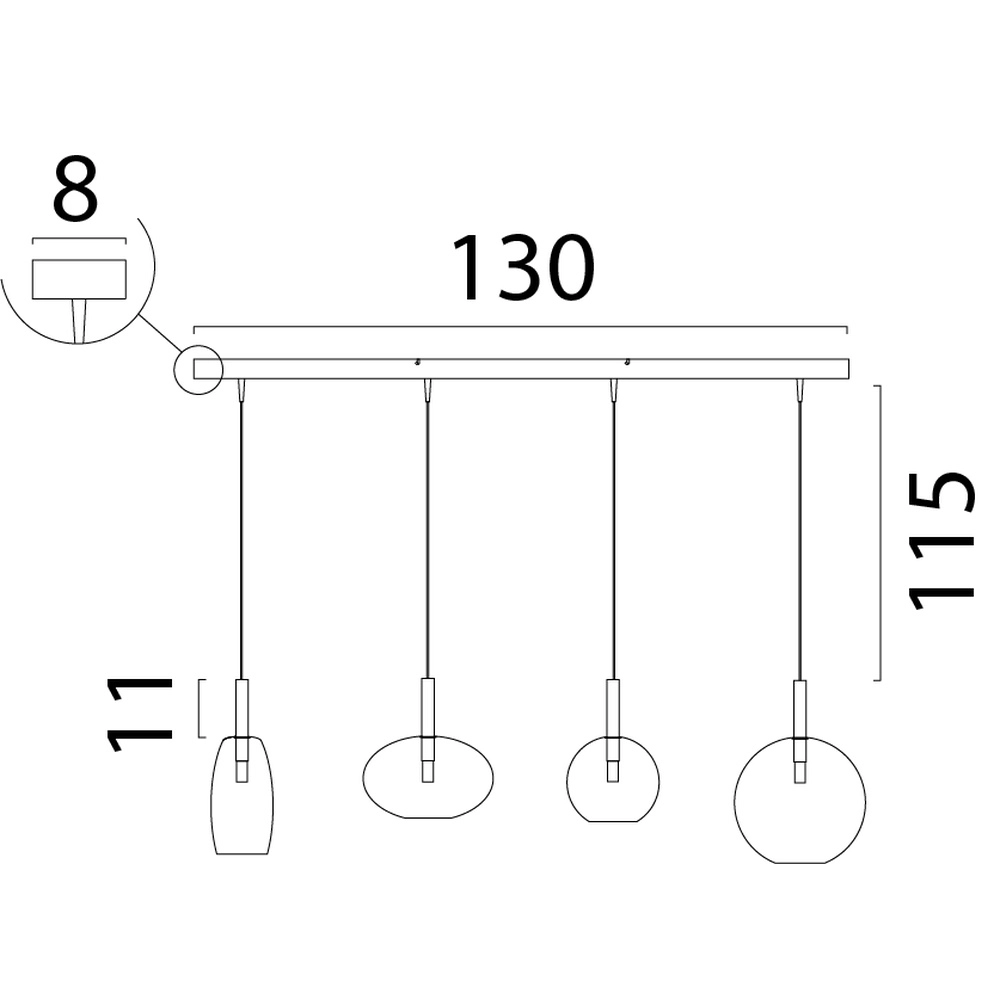 4L Pendant Lamp Lido Ball Gold with gold-fading glass Masterlight 8718121340210