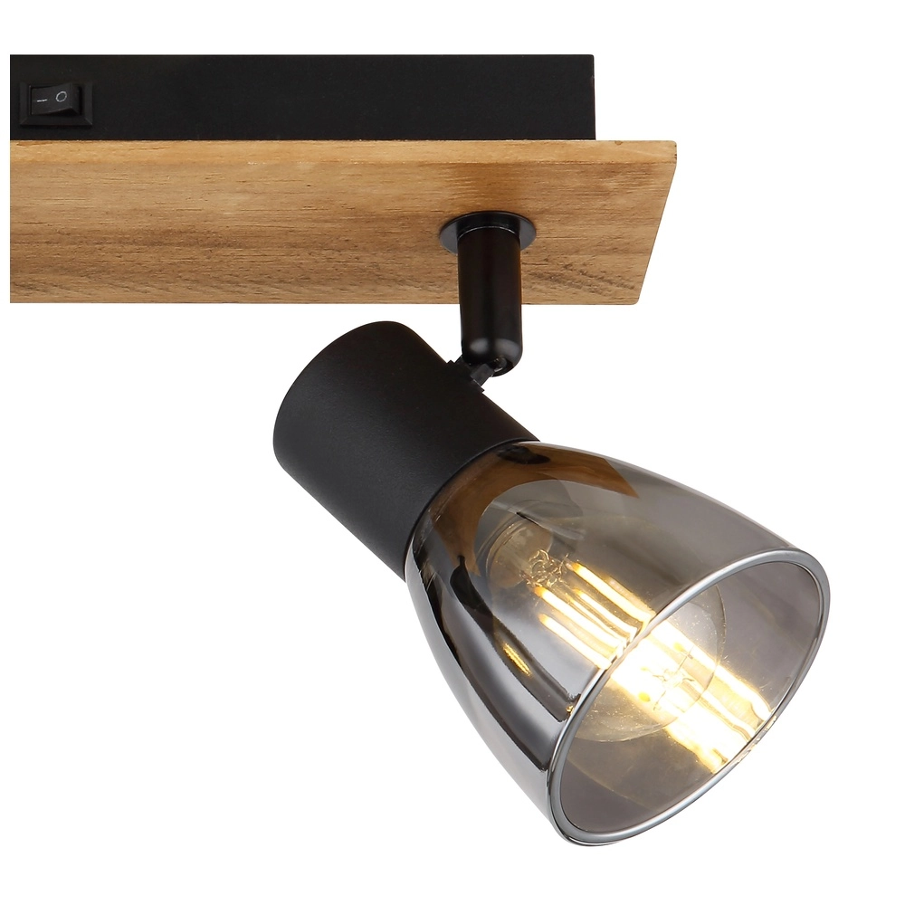 Ceiling lamp Claude 2-light black with wood Globo 9007371443208