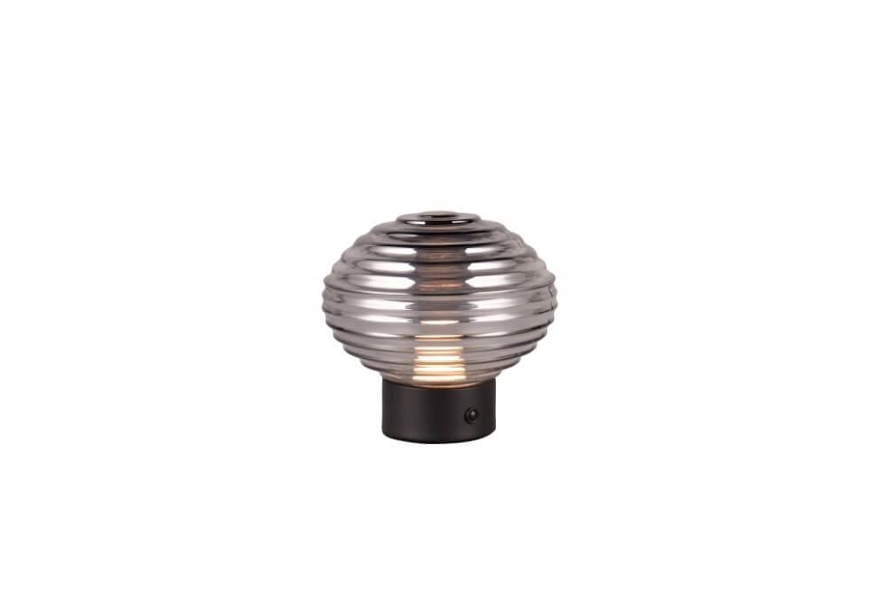 Rechargeable table lamp black Earl smoke glass Trio 4017807601916