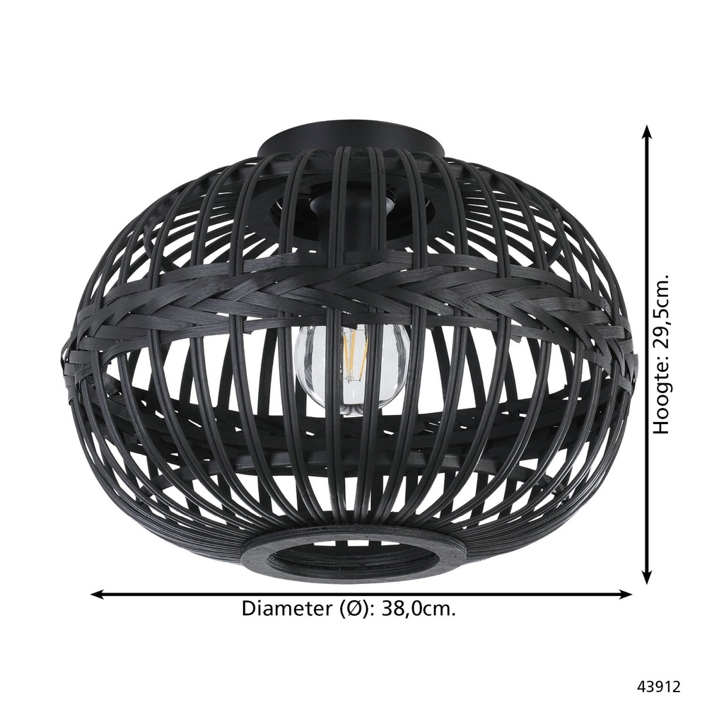 Black ceiling lamp Towcester Ø 38cm - wood Eglo 9002759439125