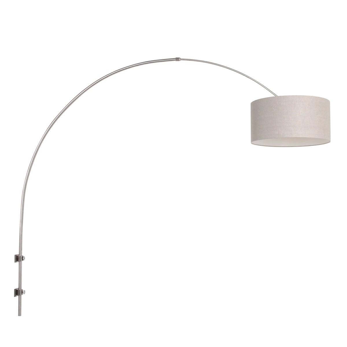 Wall Arc Lamp Sparkled Stainless steel with taupe shade