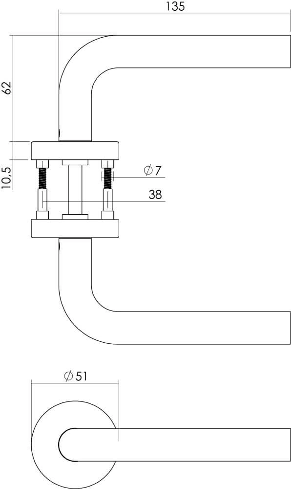 Tight door handle Recht rosette stainless steel Intersteel 8714186422595