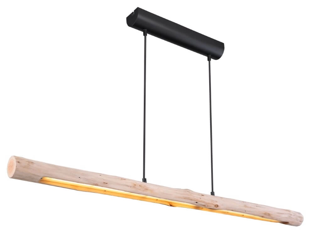 Hanging lamp Mella black with wood 120cm