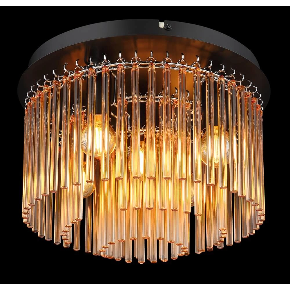Black ceiling lamp Gorley with amber glass Ø 32cm Globo 9007371475001