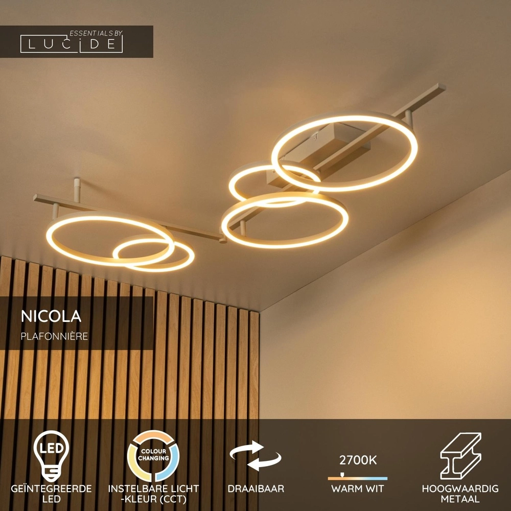 Modern ceiling lamp Nicola sand brown corner Lucide 5411212531193