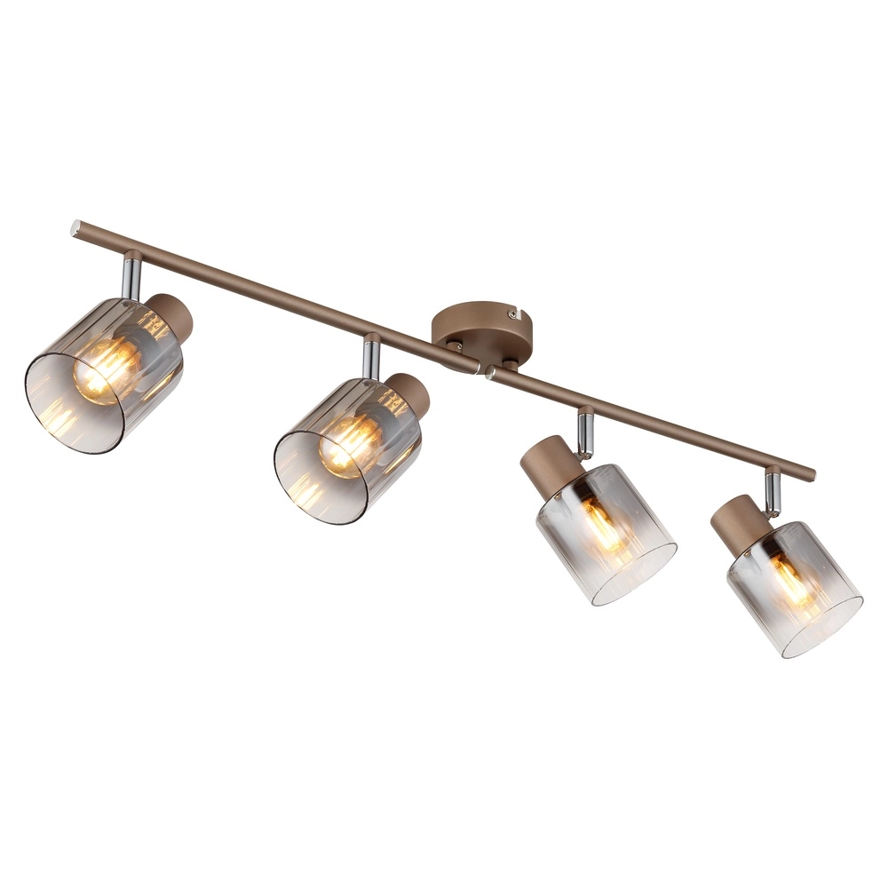 Ceiling lamp Walton 4-light coffee brown