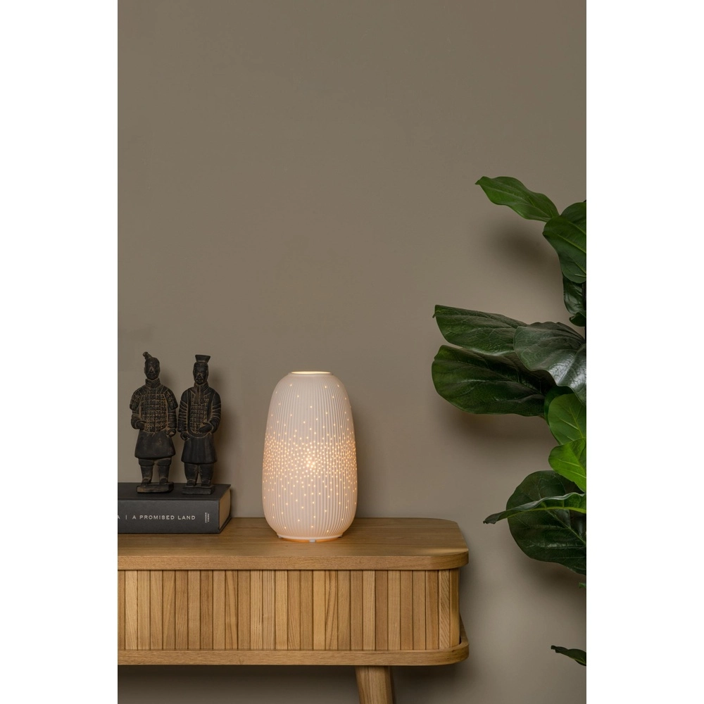 Table lamp Flores Ø 14cm white Lucide 5411212134424
