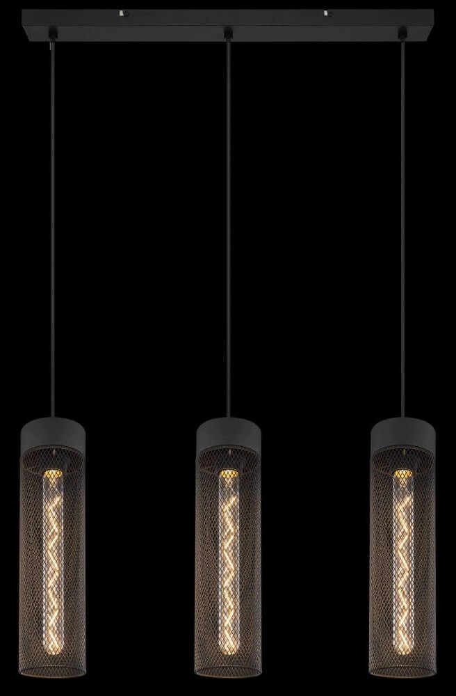 3-light pendant lamp Hans black Globo 9007371432516