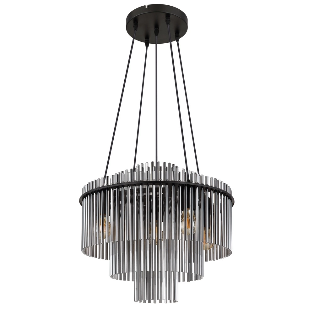 Pendant lamp Ø 50cm Gorley Black with smoke glass rods Globo 9007371509133