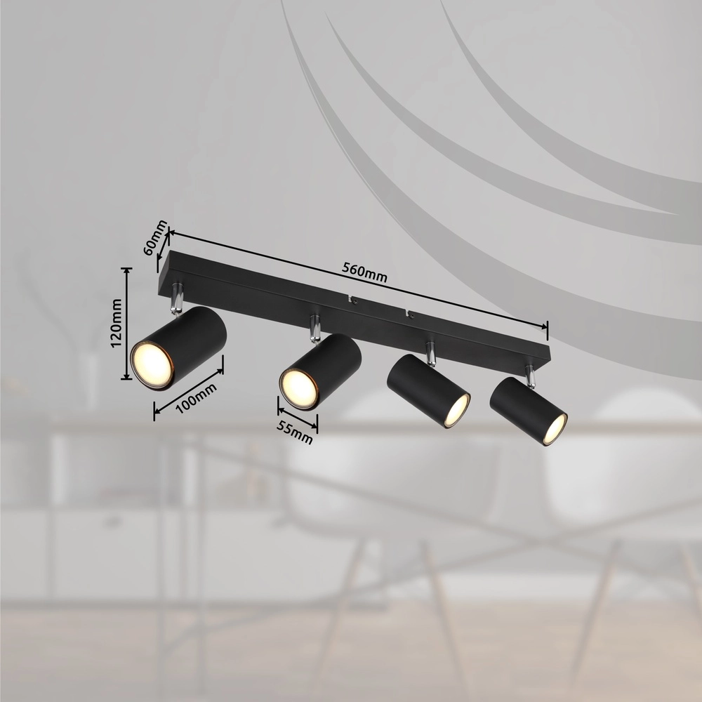 Ceiling lamp 4-lights Robby Black Globo 9007371436538