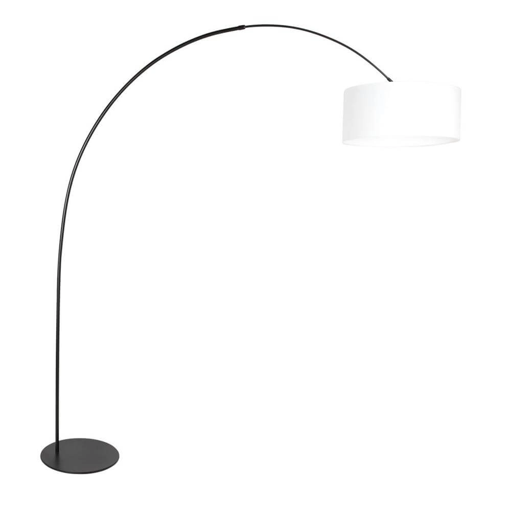 Floor lamp Curve black with coarse white shade Ø 50cm
