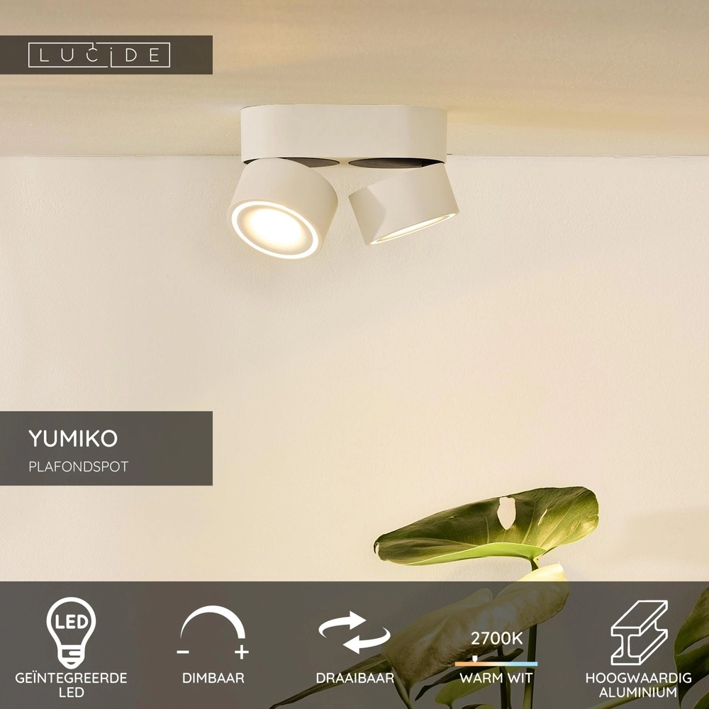 Ceiling spotlight Yumiko double white Lucide 5411212351685