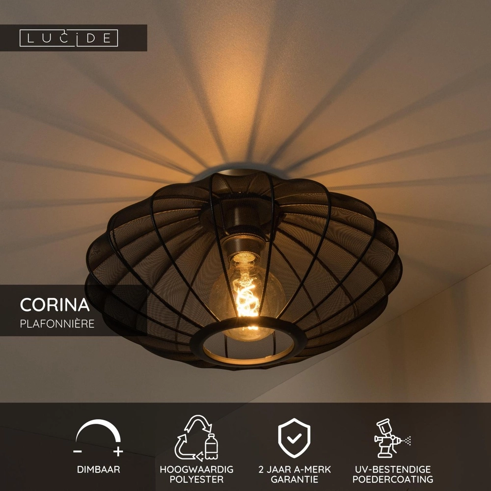 Ceiling lamp Corina black Ø 40cm Lucide 5411212031983
