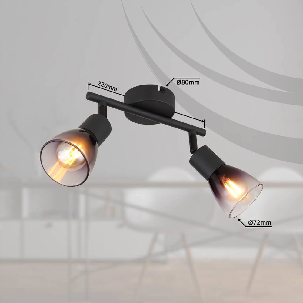 Black ceiling lamp Satella 2-light Globo 9007371449927