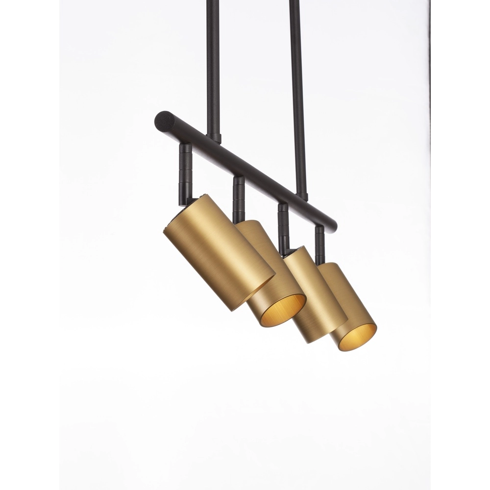 Pendant lamp Pogno 4-light black with gold straight Lyora 5212017440679
