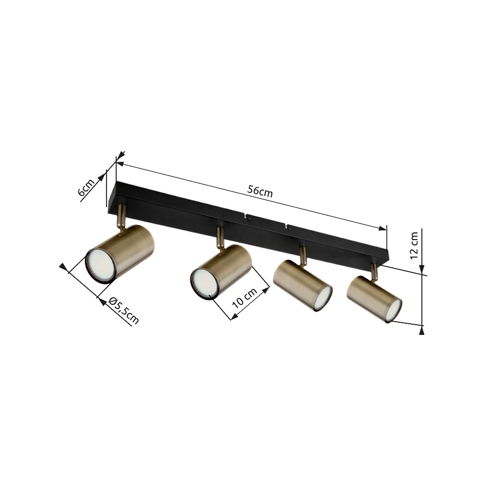 Ceiling lamp 4-lights Robby black with bronze Globo 9007371430994