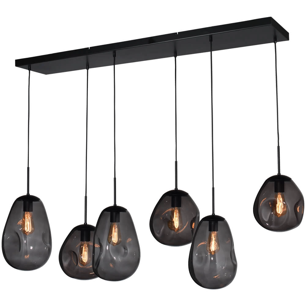 Hanging lamp Lava 6x smoke glass