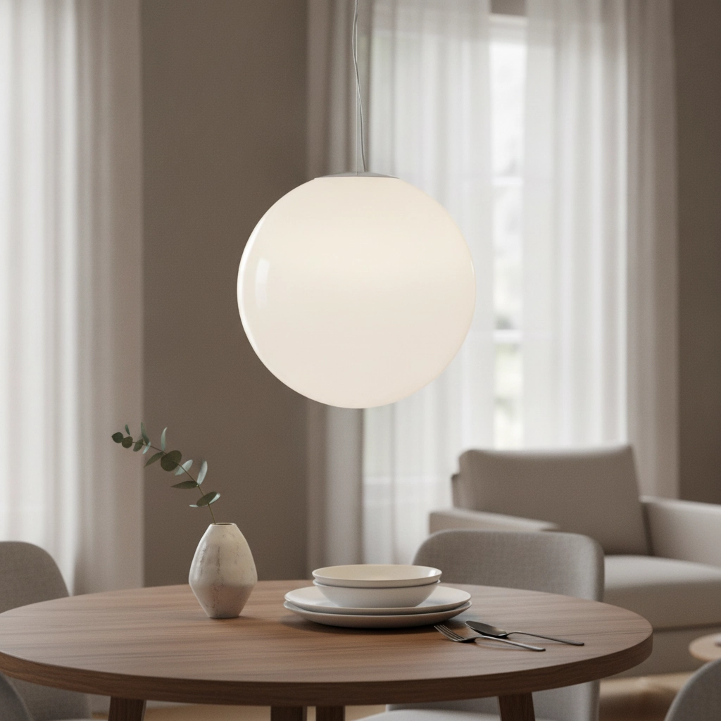 White pendant lamp Bolita bulb Ø 50cm