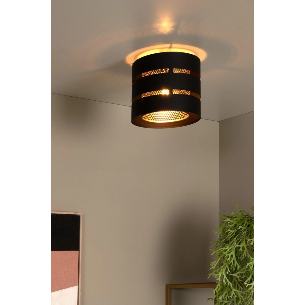 Ceiling lamp Rosas Ø 26cm black with gold Lucide 5411212211804