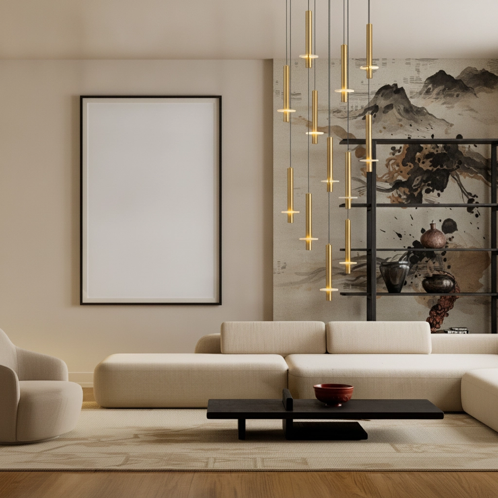 Design pendant lamp Noemi gold with white Ø 62cm