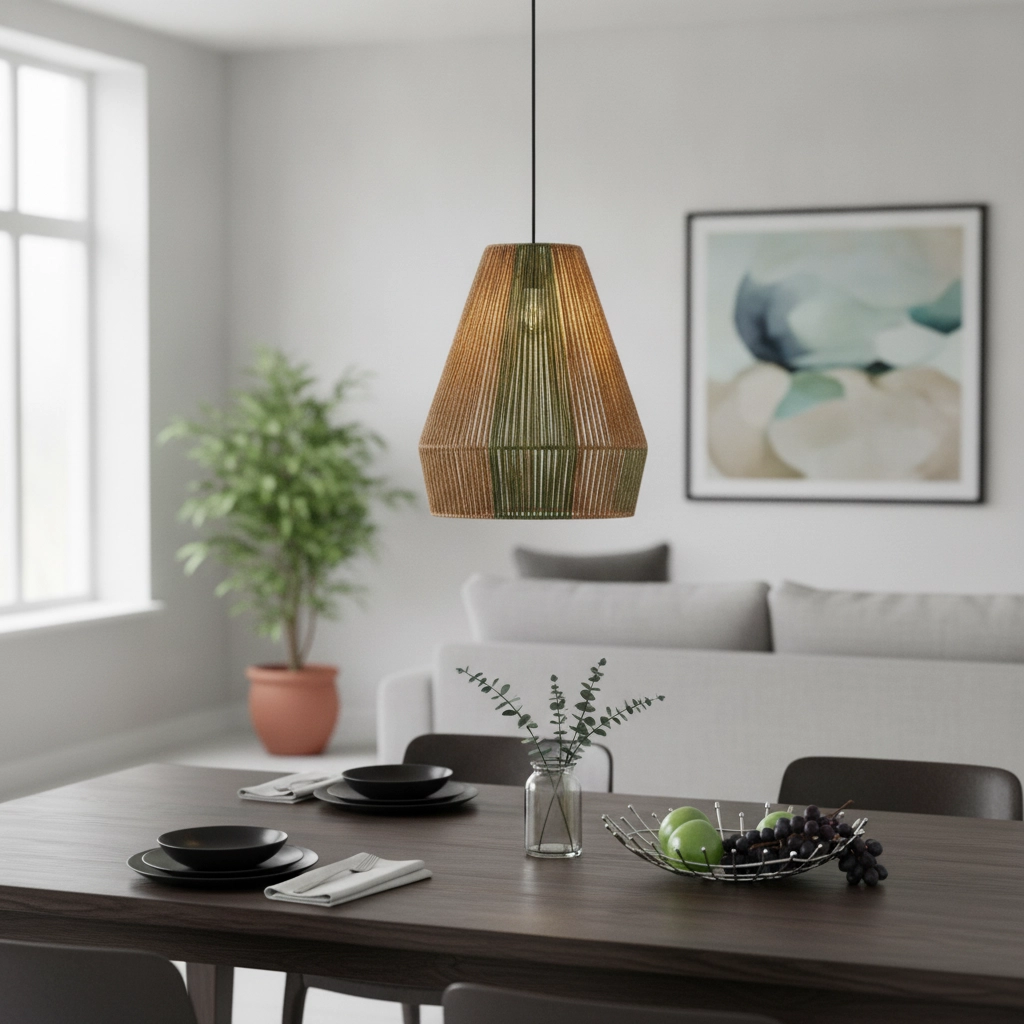 Pendant lamp Dena Ø 39cm brown with green