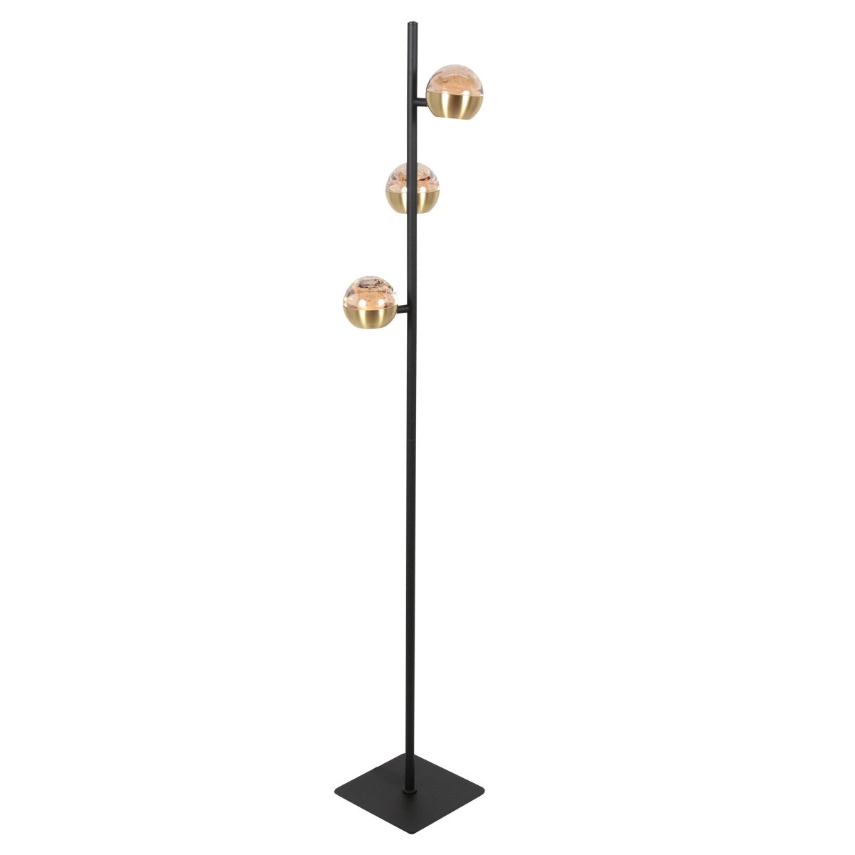 Led floor lamp Belluno 3-light brass - glass