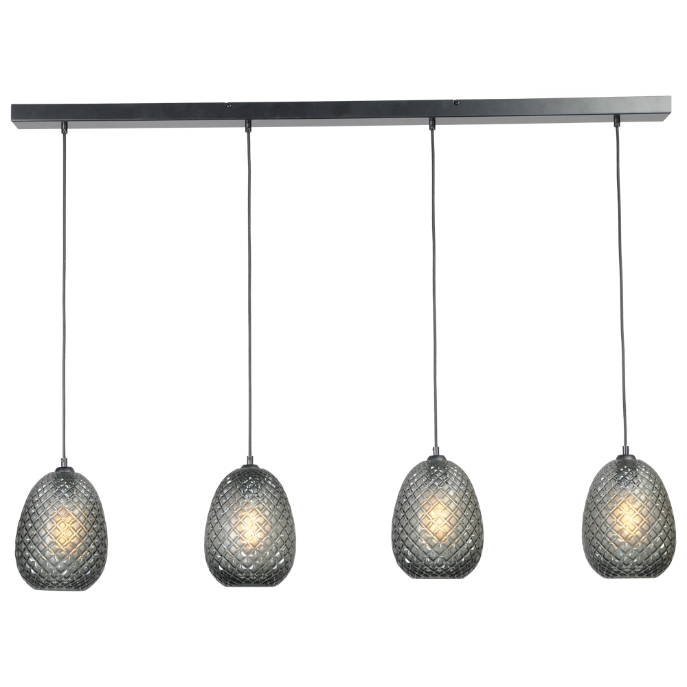 Black hanging lamp Pineapple 4-light with smoked glass Masterlight 8718121209388