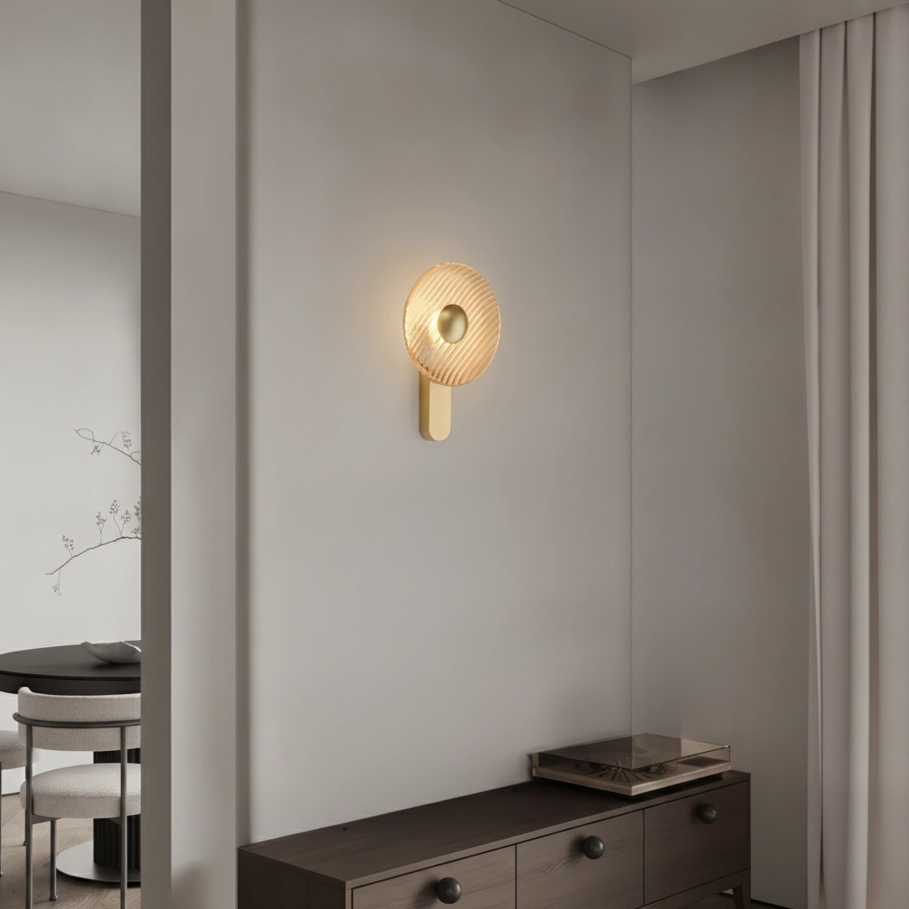 Design wall lamp Lavina gold with amber glass Ø 25cm