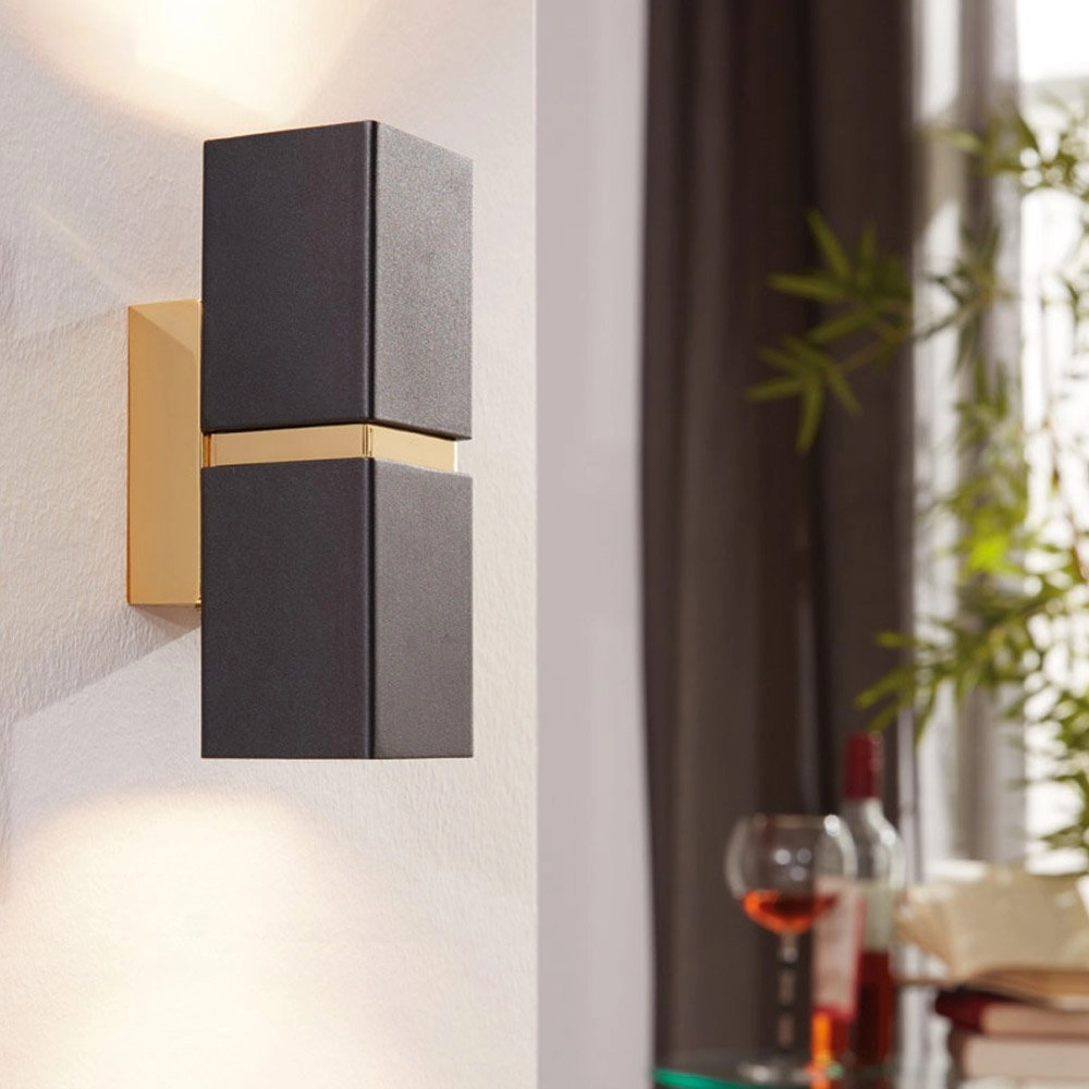 LED wall lamp Passa Up - Down 2x3.3w - gold with black Eglo 9002759953737