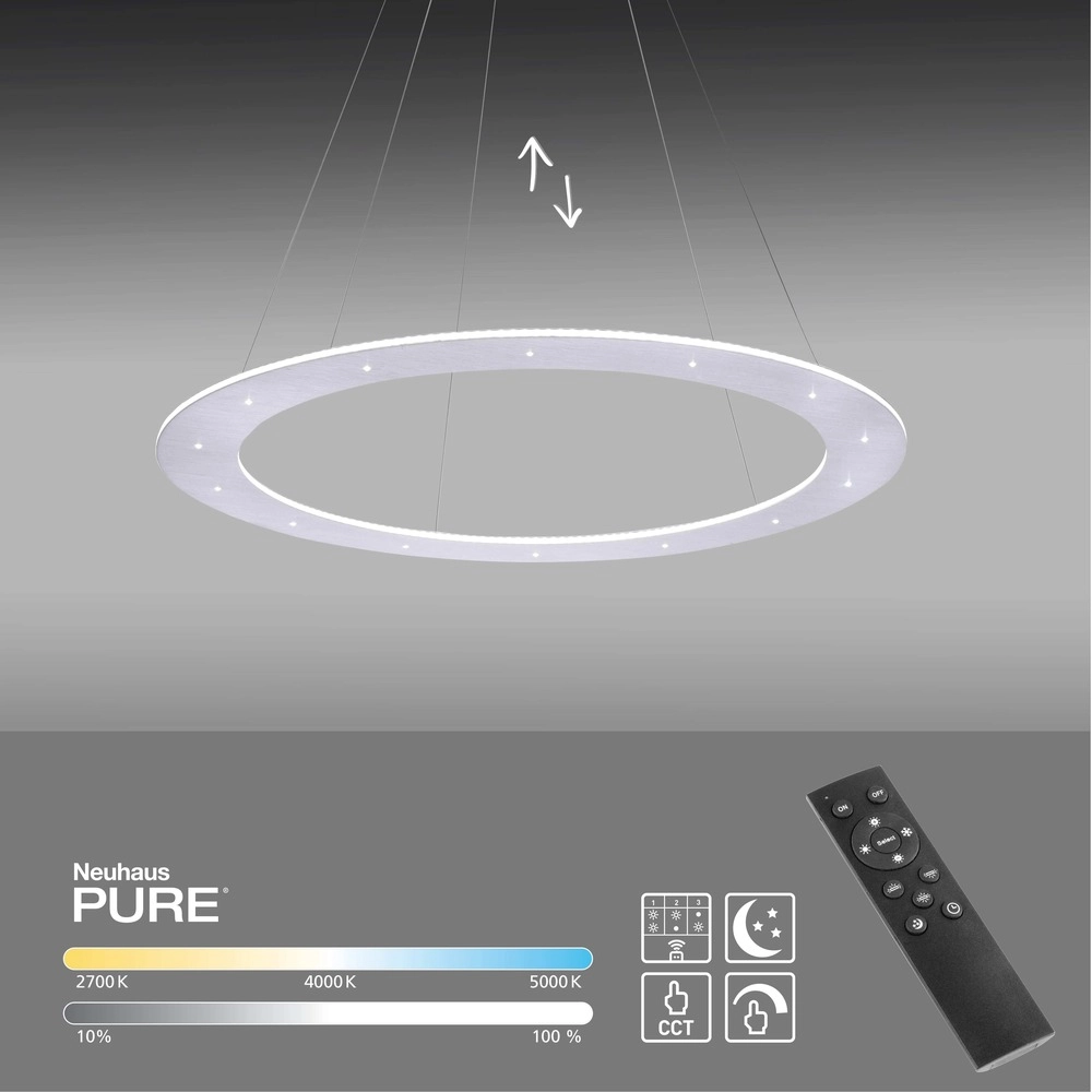 Led pendant light Pure Cosmo brushed metal - Ø 75cm Paul Neuhaus 4012248350751