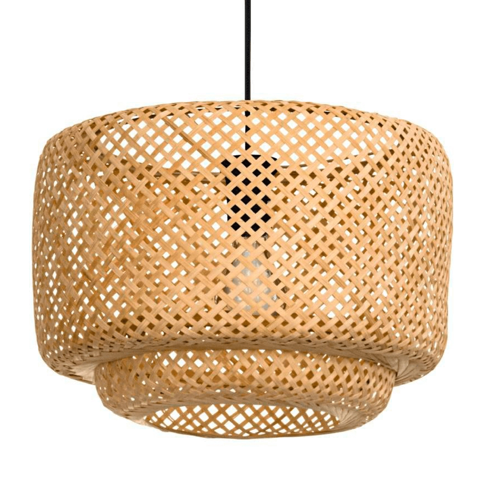 Pendant lamp Hettonle with rattan hood