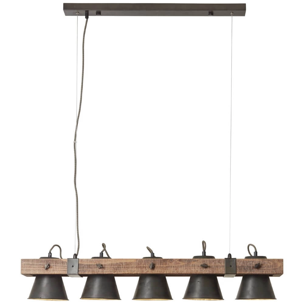 5-light pendant lamp Decca black with brown