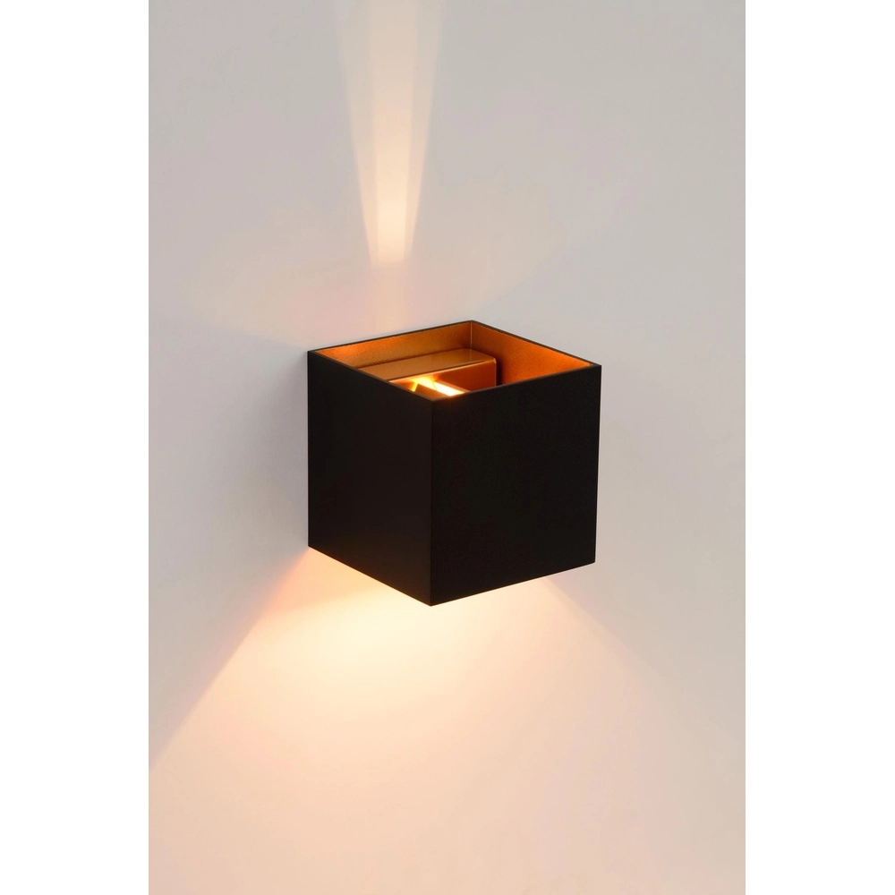Square wall spotlight Xio 2700K black Lucide 5411212091994