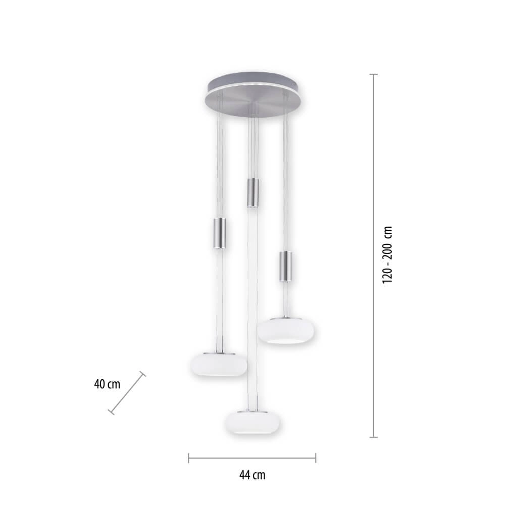 3-light pendant lamp Q-Etienne metal round Paul Neuhaus 4012248350447