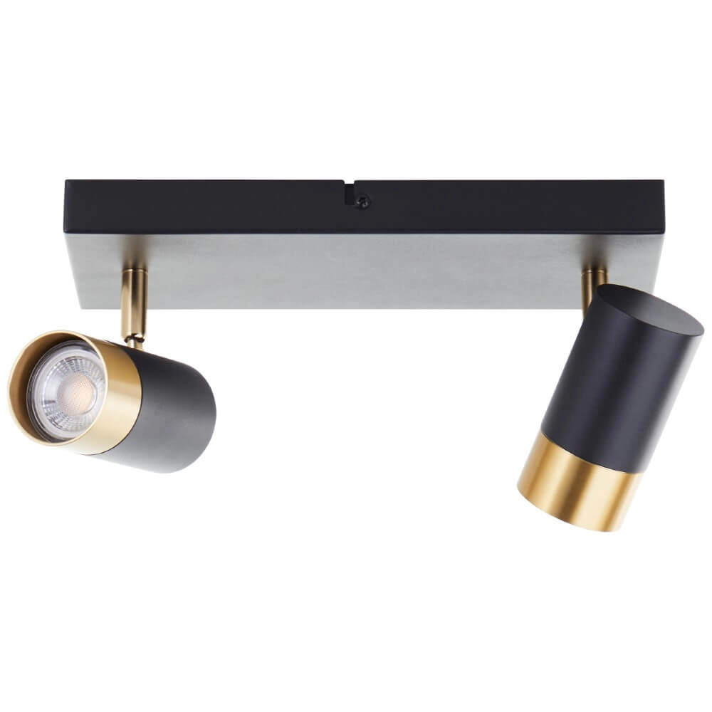 2-light surface-mounted spotlight Vigolo black with gold Brilliant 4004353441325