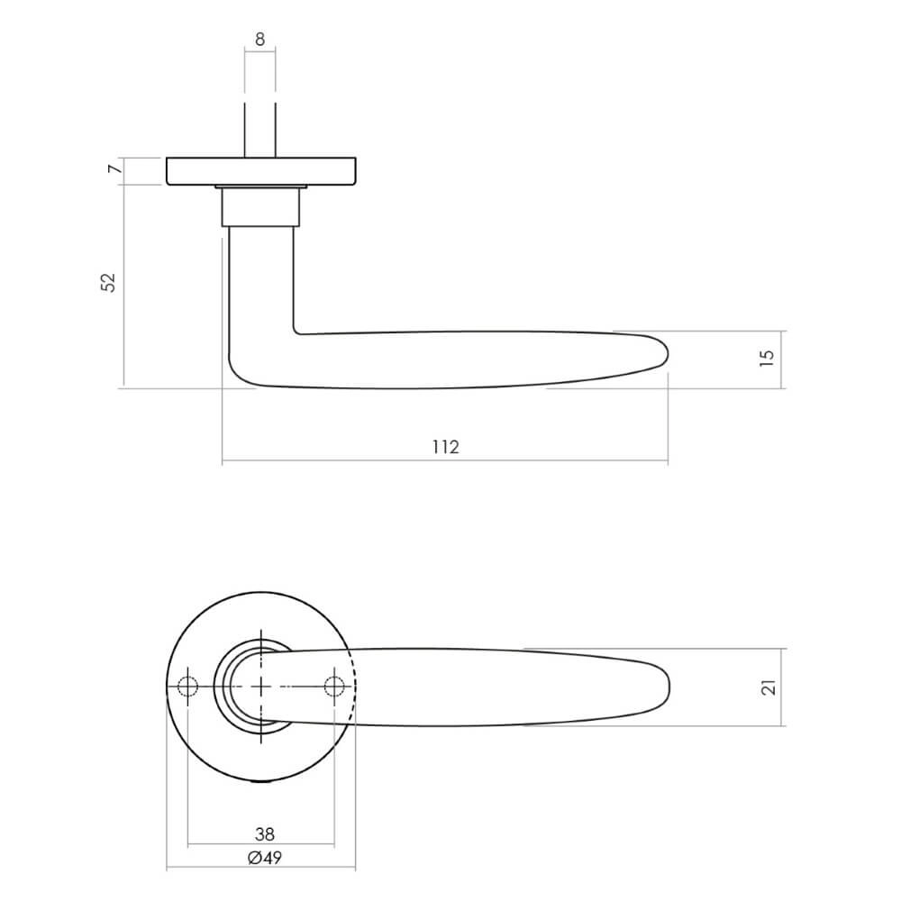 Door handle Sophie on rosette brass tumbled Intersteel 8714186485743