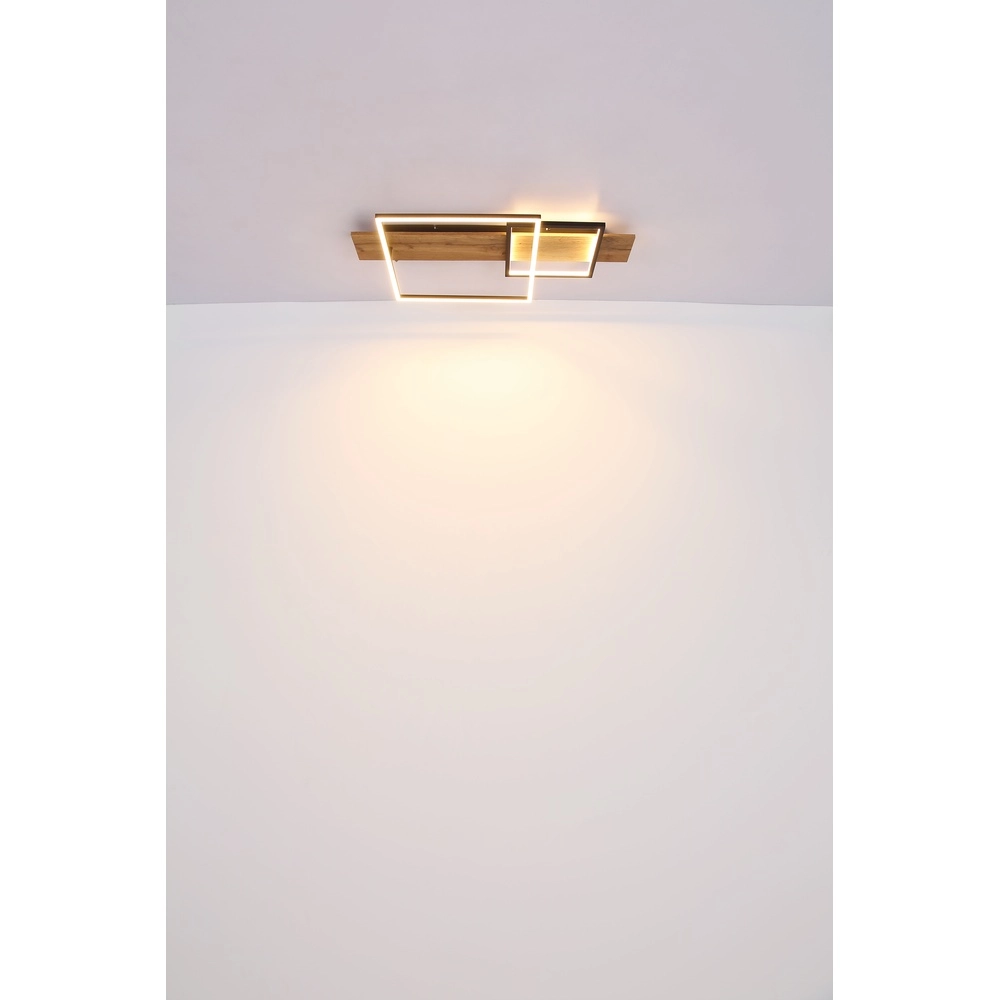 Design ceiling lamp Vanni black with wood look 60cm Globo 9007371451081