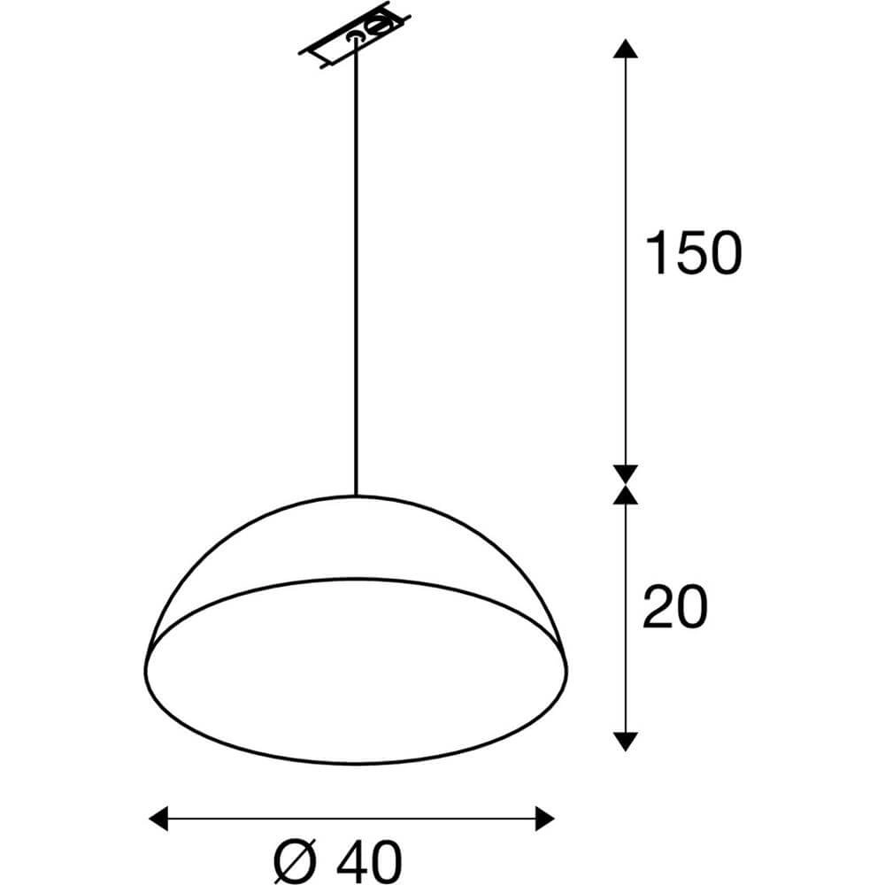 Pendant light for rail Forchini M 40 black and white 1-phase Ø 40cm SLV 4024163298605