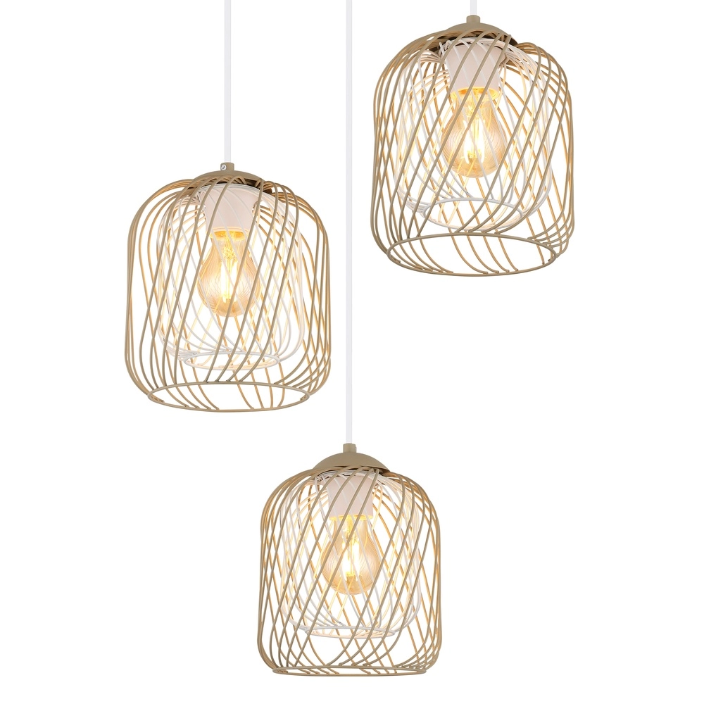 3-light pendant lamp Dichti round sand brown Globo 9007371528356