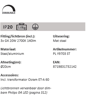Design ceiling lamp Draga Ø 20cm Artdelight 8719831732142