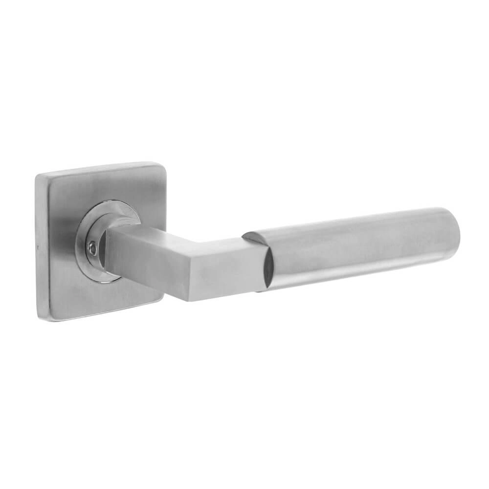 Modern door handle Bau-Stil square rosette stainless steel