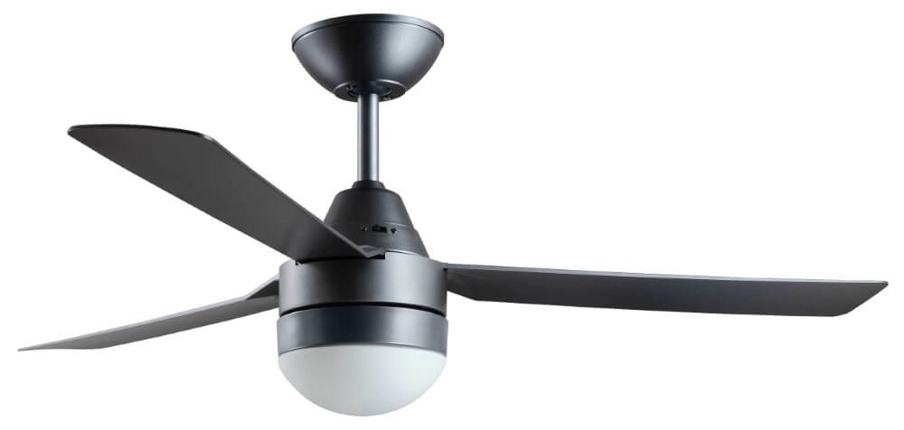 Black fan with lamp Megara Ø 122cm IP55