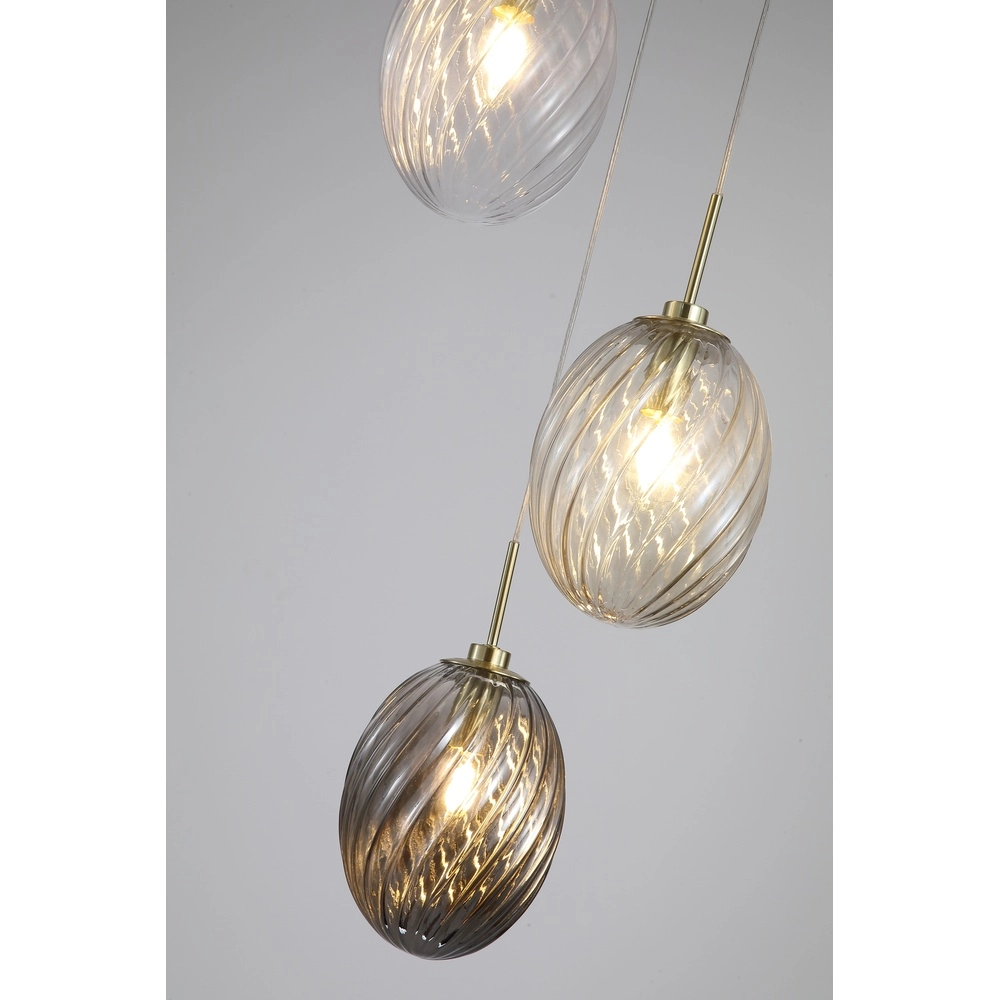 3-light pendant lamp Whirl round colored glass Searchlight 5053423285924