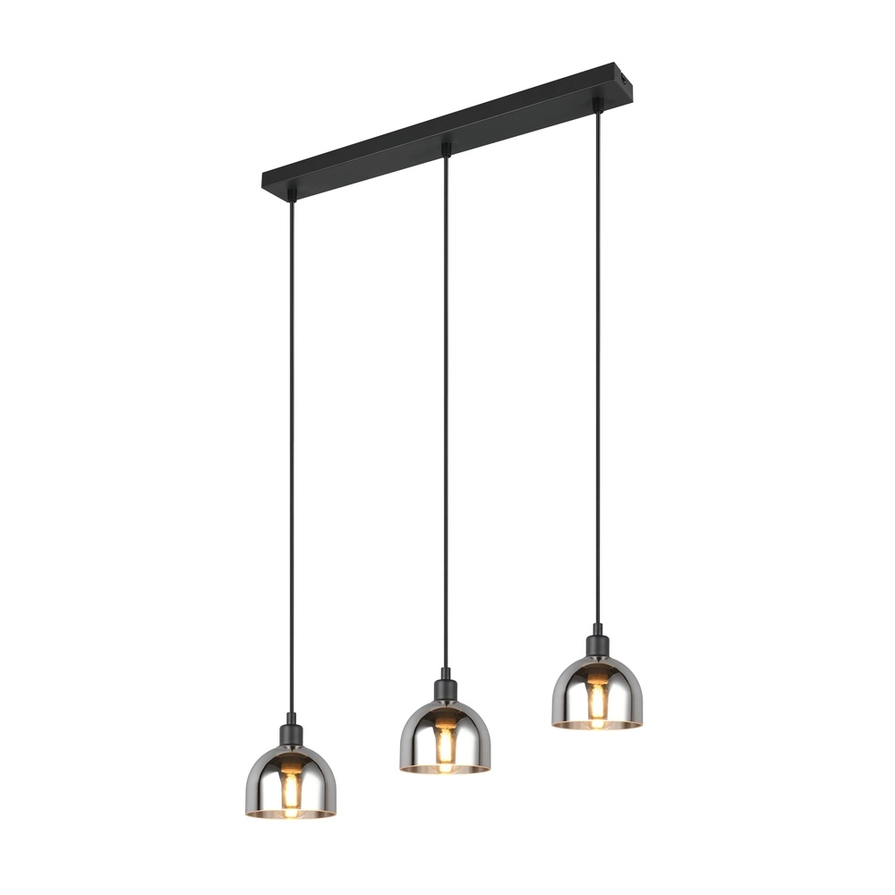 Black pendant lamp Molly 3-light white glass