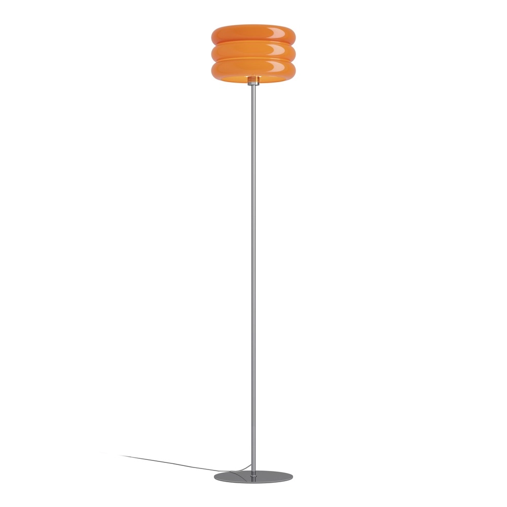 Design floor lamp Tortora chrome with orange Ø 30cm