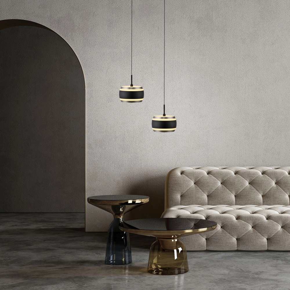 Sleek LED pendant Pure Falling Rings black pearl Paul Neuhaus 4012248396551