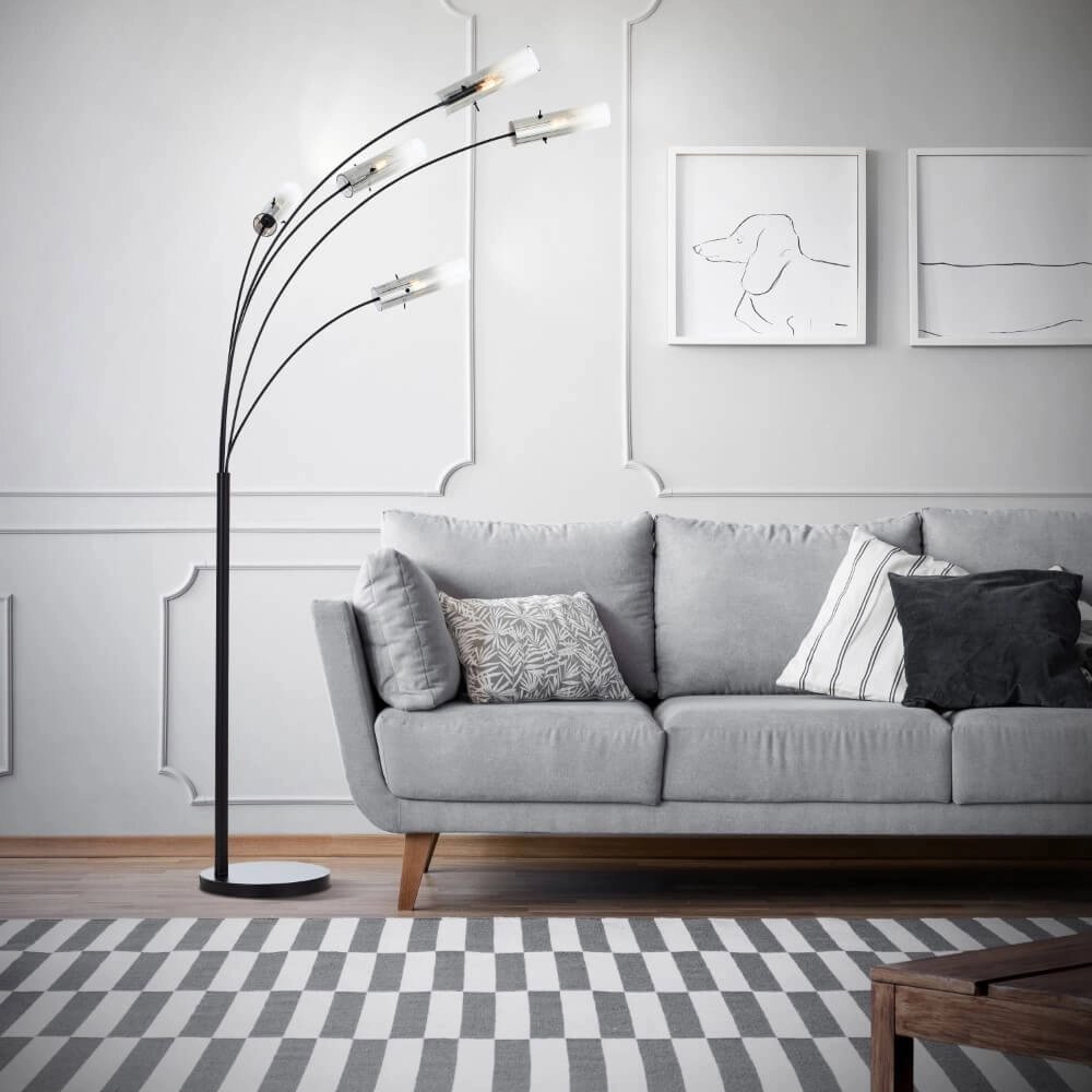 Floor lamp Glasini black with smoke glass Brilliant 4004353429545