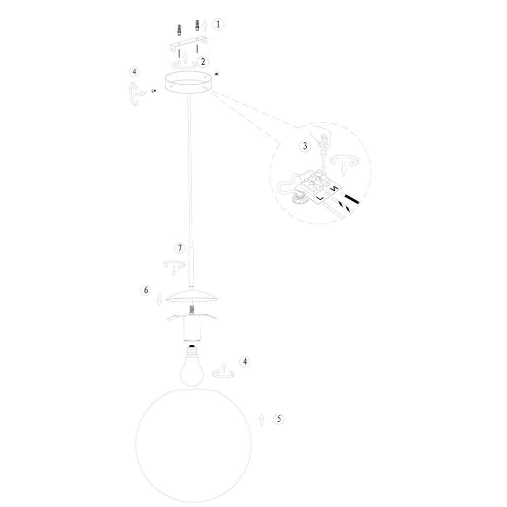 Pendant lamp Bollique Sphere of gold with amber glass Steinhauer 8712746177541