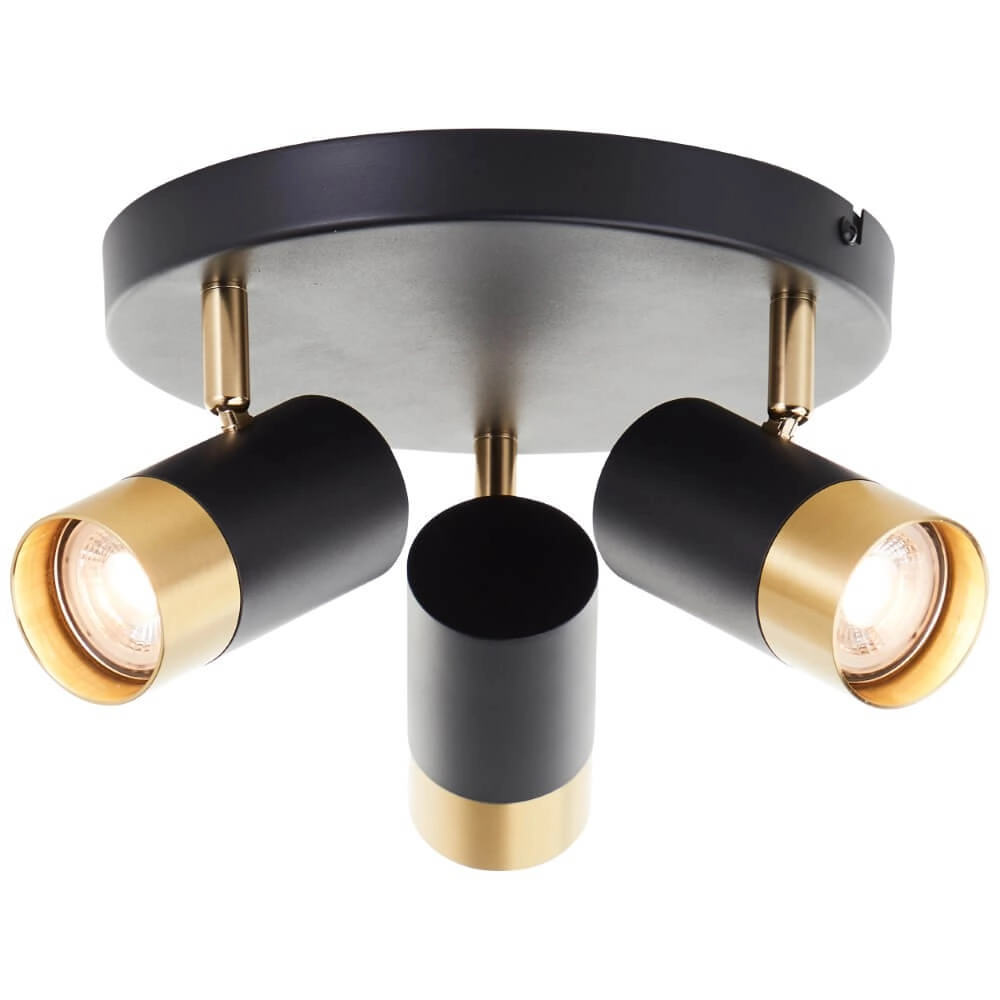 3-light surface-mounted spotlight Vigolo black with gold