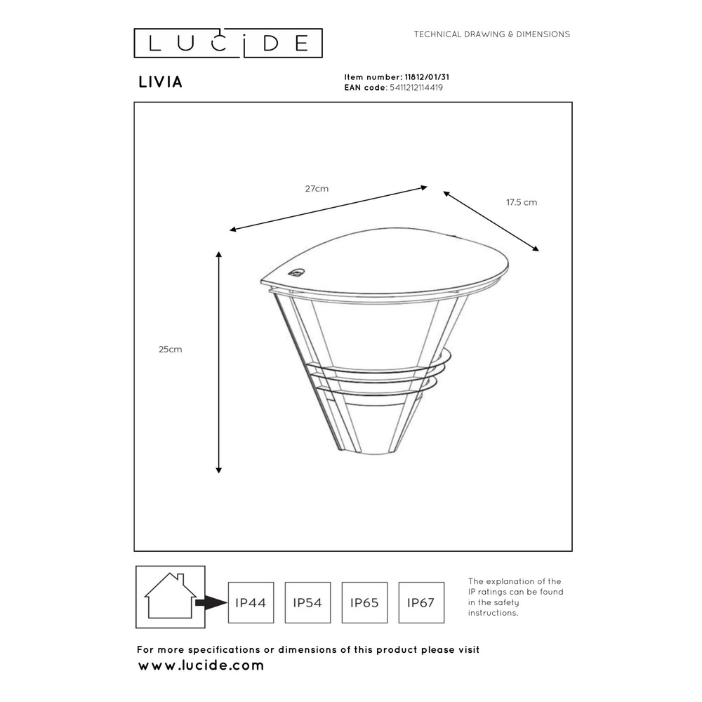 Design wall lamp Livia white Lucide 5411212114419